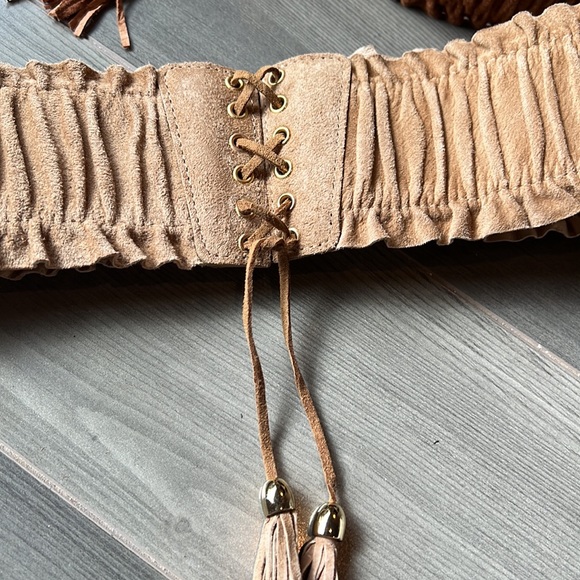 Suede style stretch wide belt, stretchable & front ropes adjustable for size S~M - Picture 6 of 12